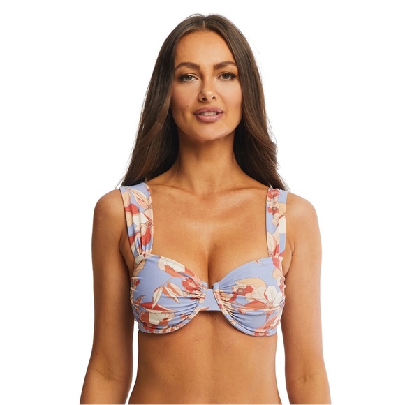 Time and Tru Floral purple coral Bikini swimwear set size large 12-14 swimsuit - Picture 3 of 12